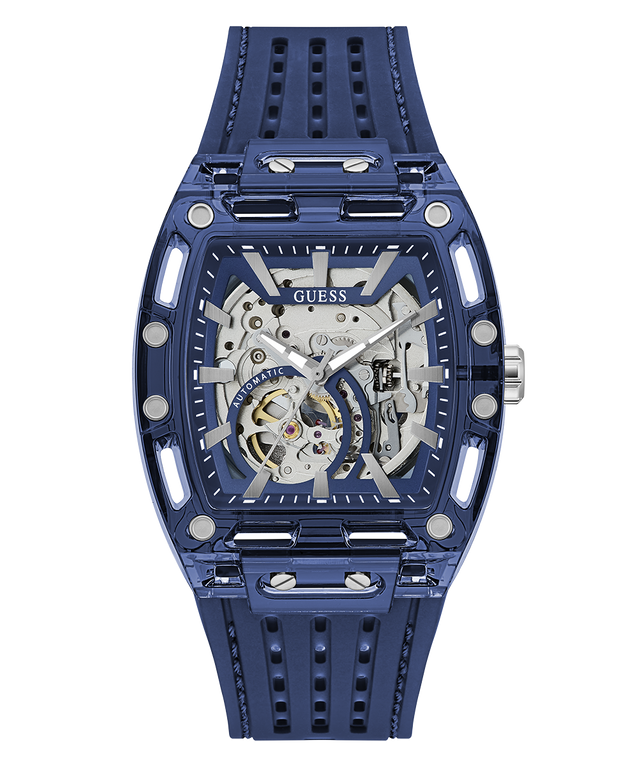 GUESS Mens Blue Analog Watch with visible brand on a white background