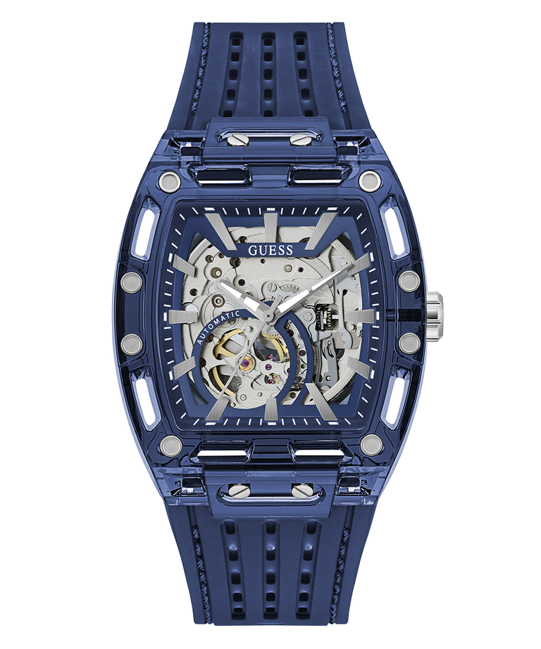 GUESS Mens Blue Analog Watch with visible brand on a white background