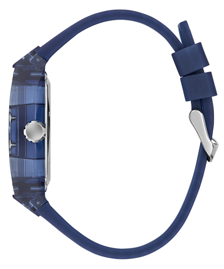 Blue GUESS Mens Blue Analog Watch with a strap on a white background