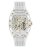 White and gold watch with visible brand logo on a white background