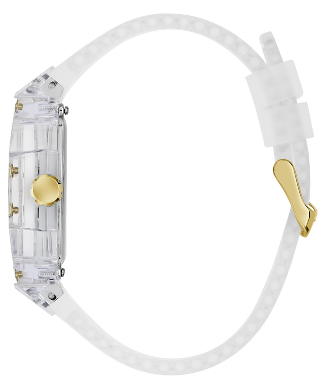 Clear watch with gold accents on a transparent background