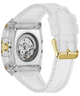 Watch with a white strap and gold accents on a transparent background