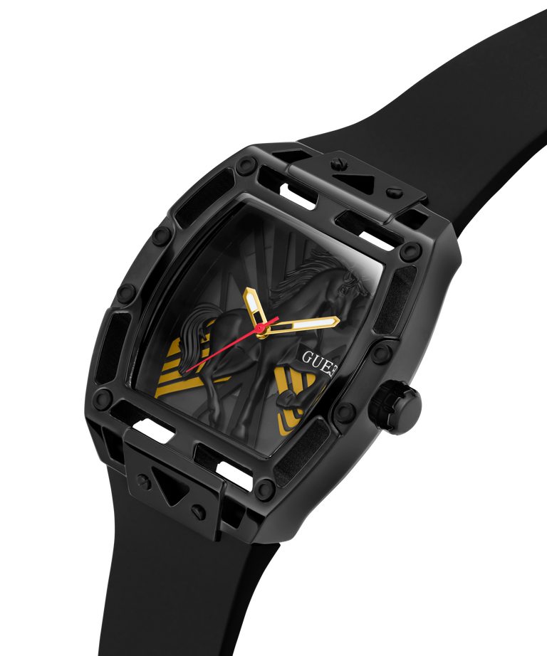 GUESS Mens Limited Edition Lunar New Year Black Analog Watch with a unique design on a white background lifestyle