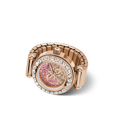 GUESS Ladies Large Anna Rose Gold Tone Analog Watch Ring