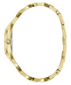 Gold-tone metal watch bracelet shown from the side on a plain white background.