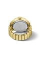 The back of a gold-tone stainless steel watch ring with a matching metal link bracelet, shown on a clean white background.