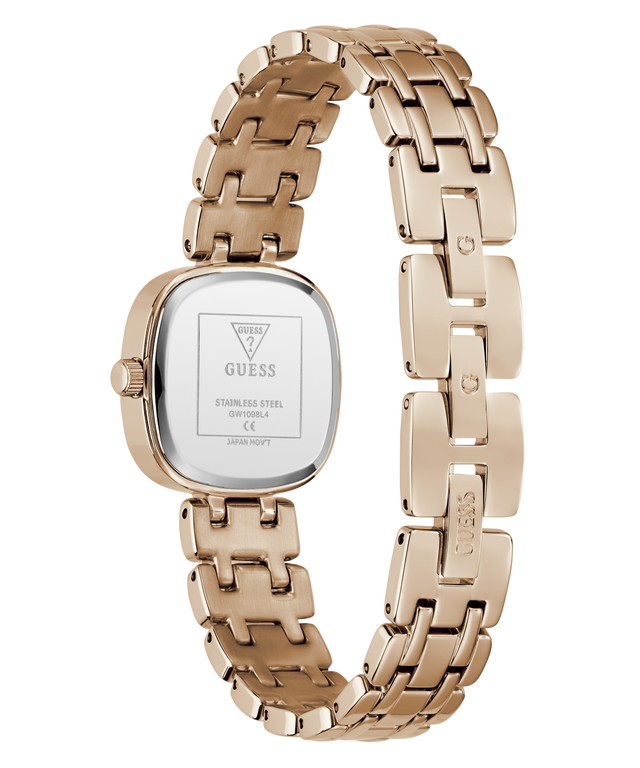 Gold watch with a chain-like band on a white background