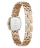 Gold watch with a chain-like band on a white background