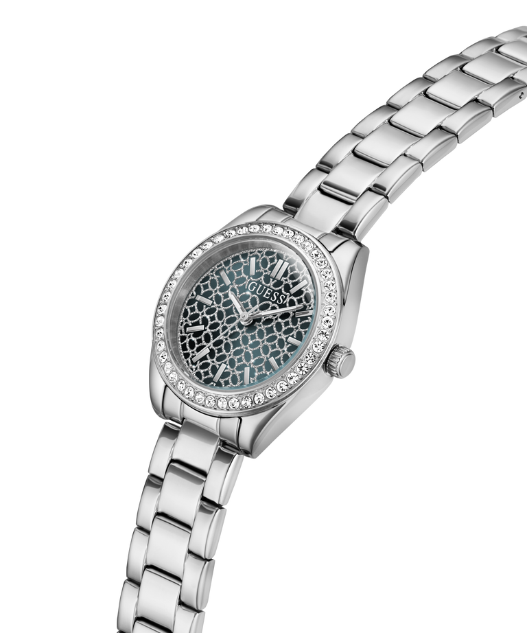 GUESS Ladies Mini Luna Silver Tone Analog Watch lifestyle