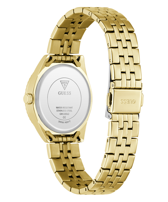 GUESS Ladies Gold Tone Analog Watch caseback