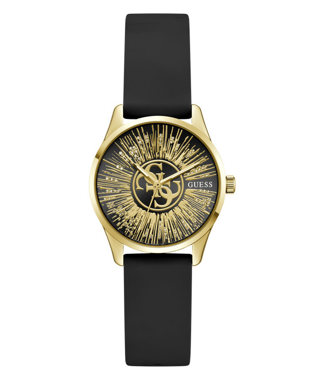 GUESS Ladies Black Gold Tone Analog Watch