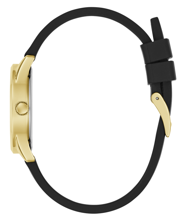 GUESS Ladies Black Gold Tone Analog Watch side