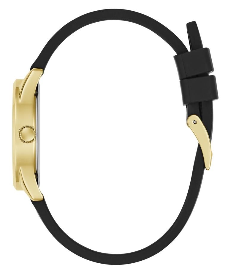 GUESS Ladies Black Gold Tone Analog Watch side
