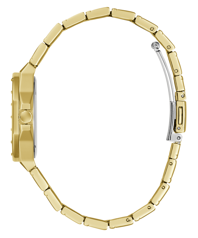 Gold-tone watch band with a matching case, shown from the side on a plain white background.