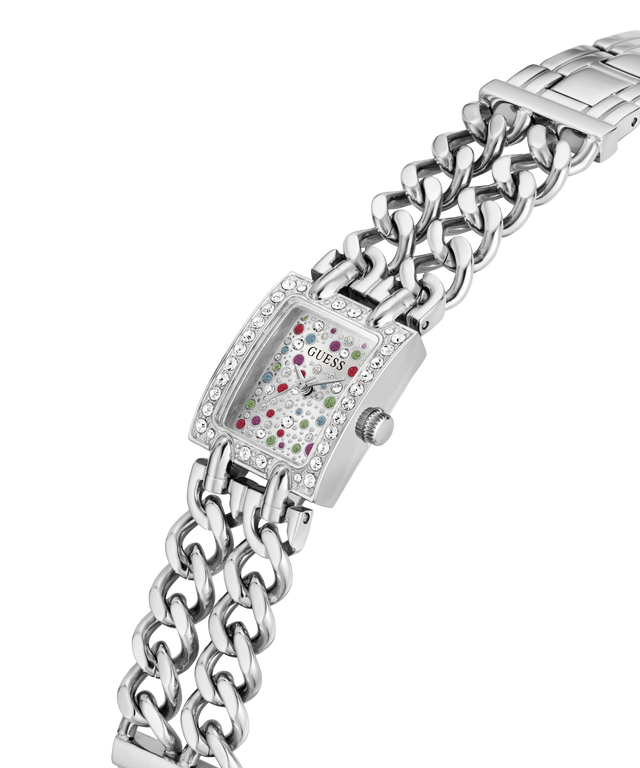 GUESS Ladies Micro Mod Silver Tone Analog Watch lifestyle