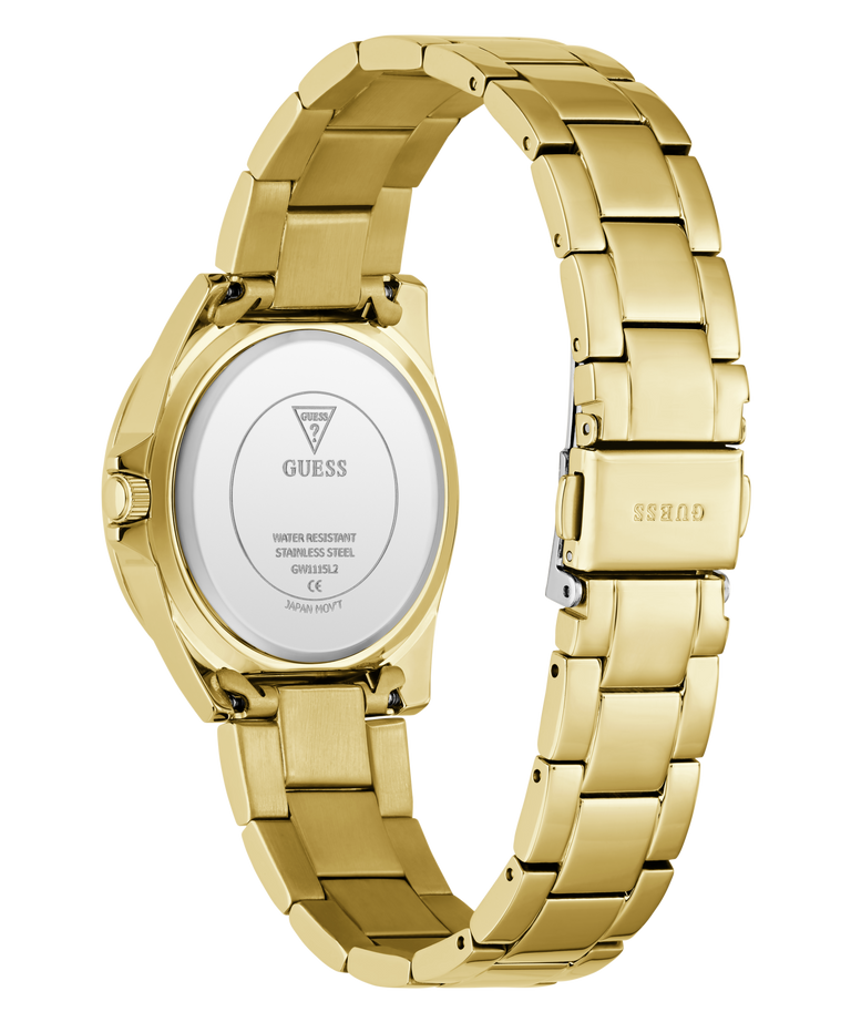 GUESS Ladies Gold Tone Date Watch caseback