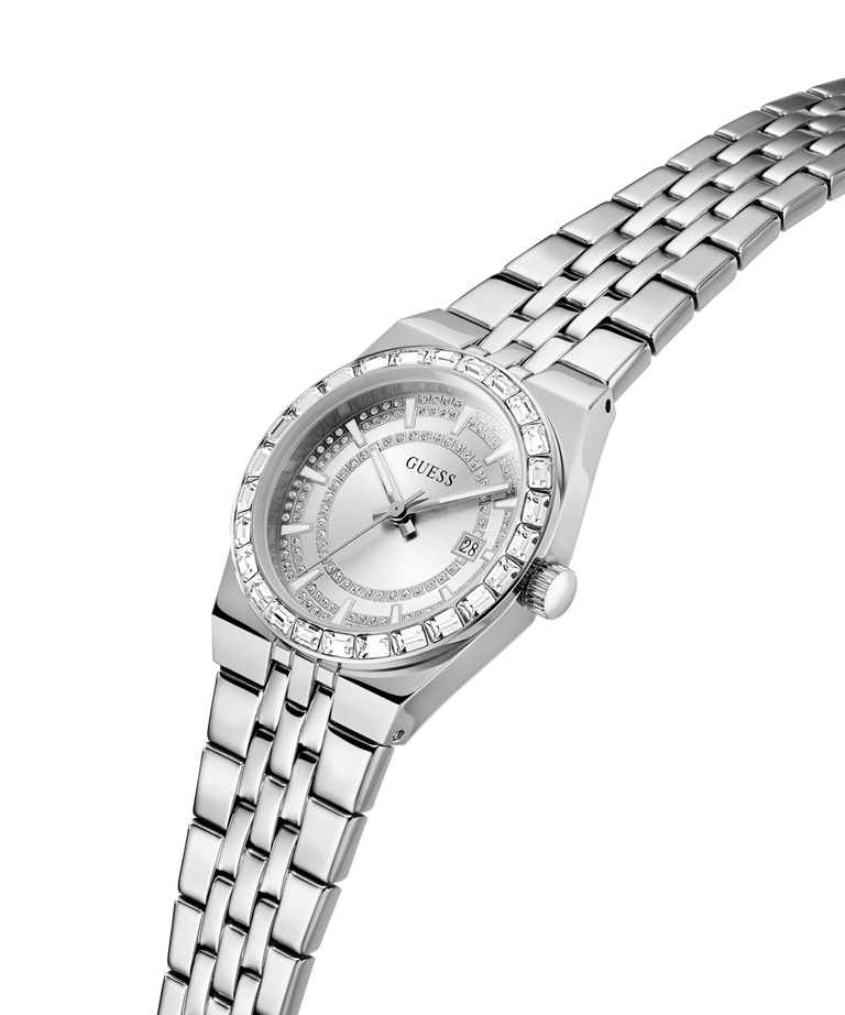 GUESS Ladies Silver Tone Date Watch lifestyle