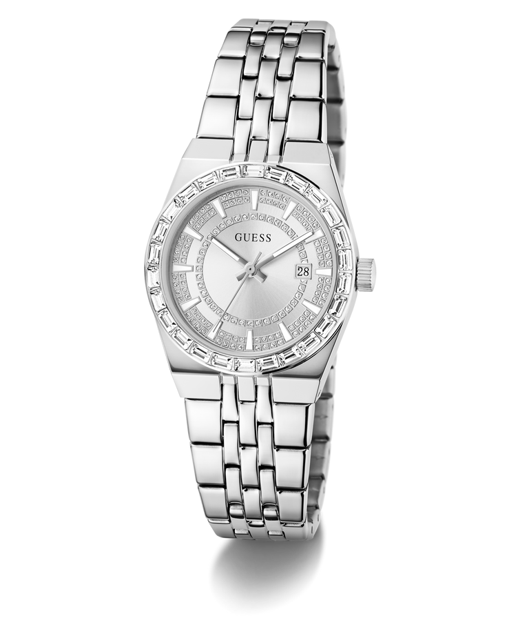 GUESS Ladies Silver Tone Date Watch angle