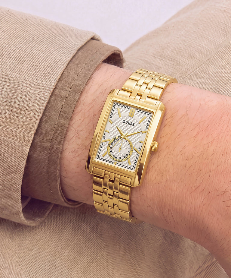 GUESS Mens Gold Tone Multi-function Watch