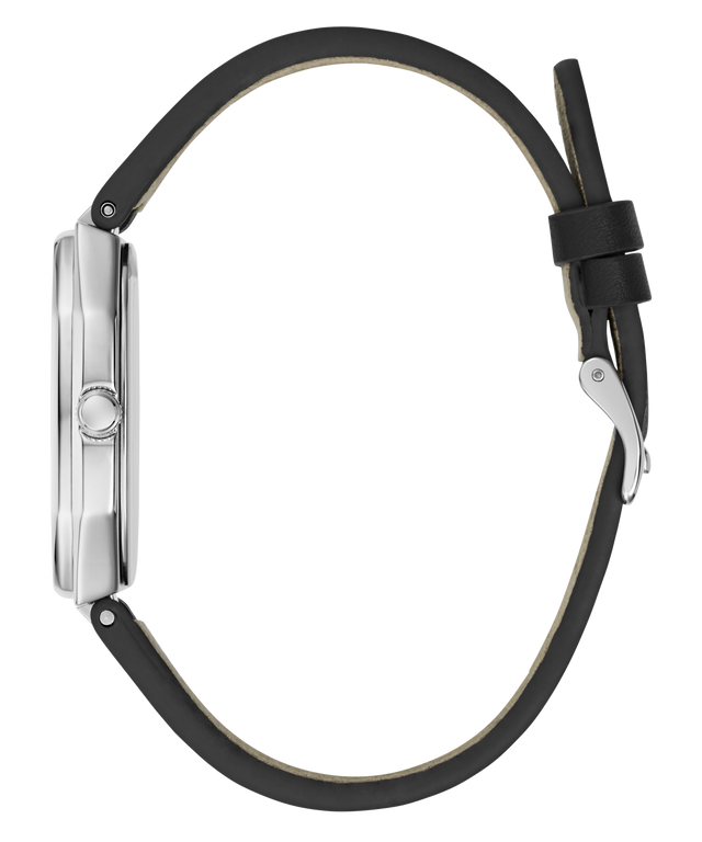 GUESS Mens Black Silver Tone Date Watch