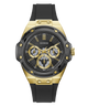 GUESS Mens Carver Black Gold Tone Multi-function Watch