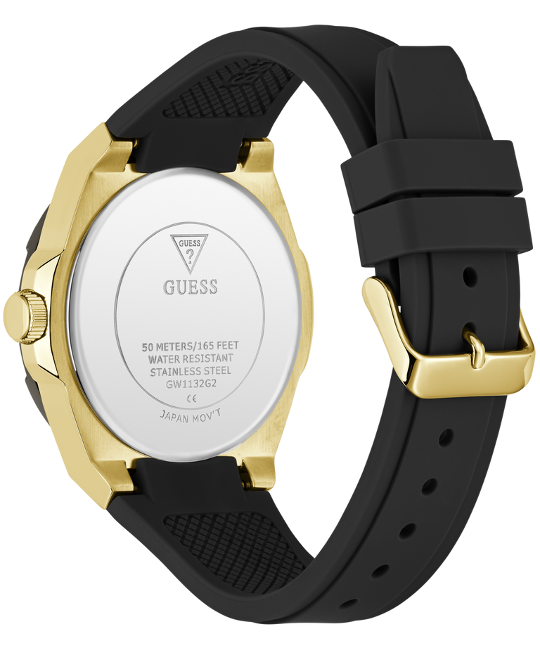 GUESS Mens Carver Black Gold Tone Multi-function Watch caseback