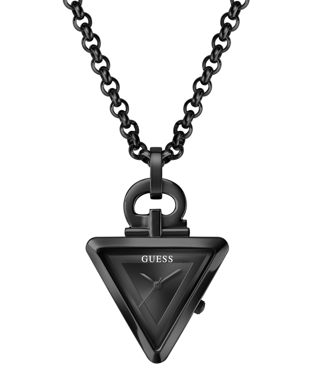 GUESS Mens Black Analog Watch Pendant
