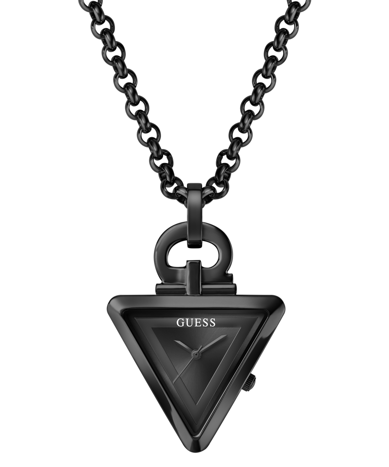 GUESS Mens Black Analog Watch Pendant