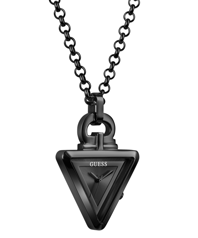 GUESS Mens Black Analog Watch Pendant