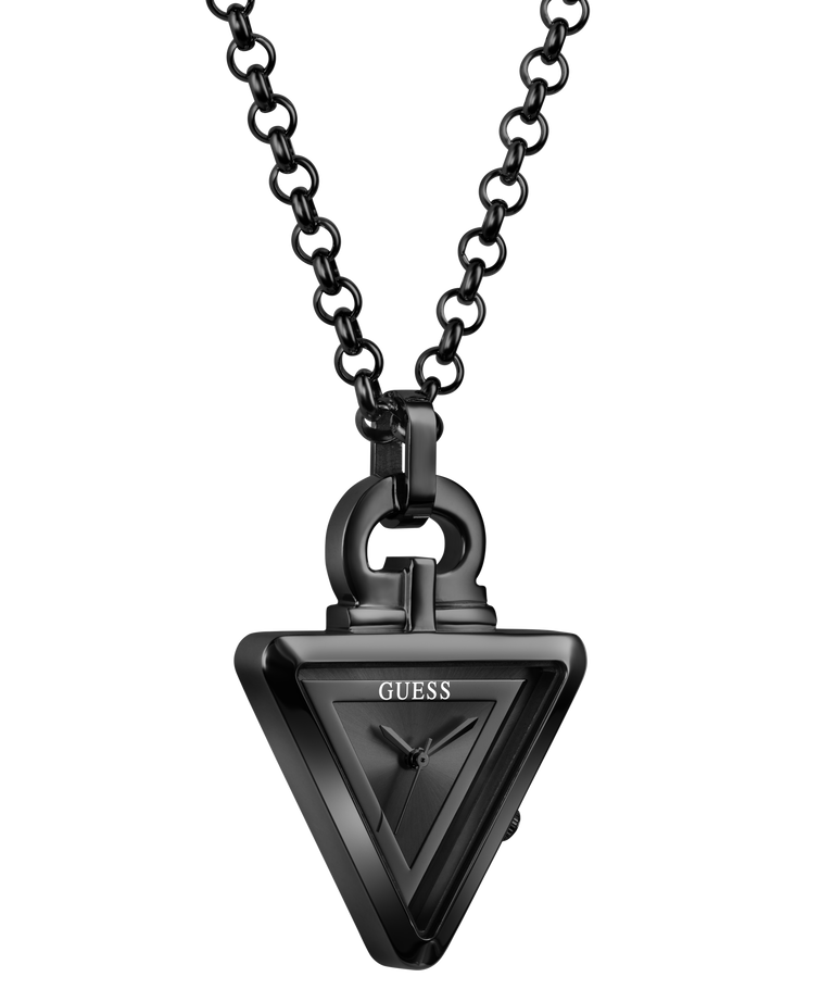 GUESS Mens Black Analog Watch Pendant