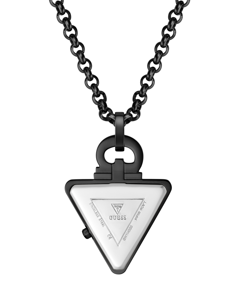 GUESS Mens Black Analog Watch Pendant