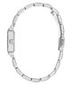 Silver stainless steel watch band with a rectangular case, shown from the side on a plain white background.