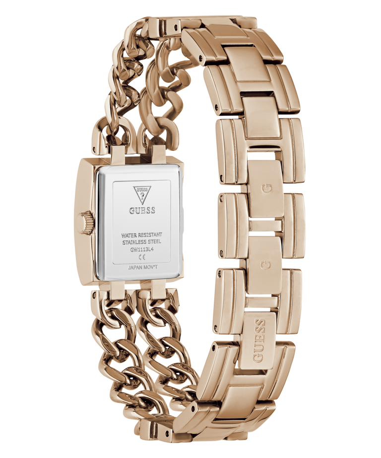 GUESS Ladies Micro Mod Rose Gold Tone Analog Watch caseback