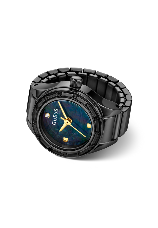 GUESS Ladies Black Analog Watch Ring