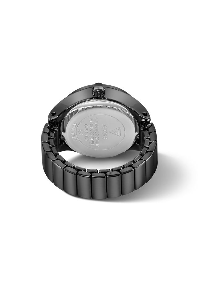 GUESS Ladies Black Analog Watch Ring