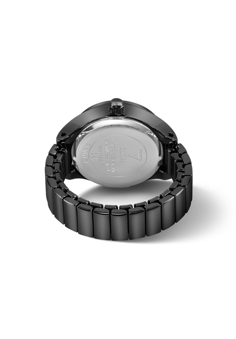 GUESS Ladies Black Analog Watch Ring