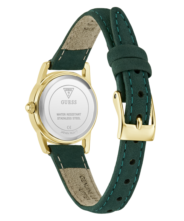 GUESS Archive Chris 95 Green Gold Tone Analog Watch caseback