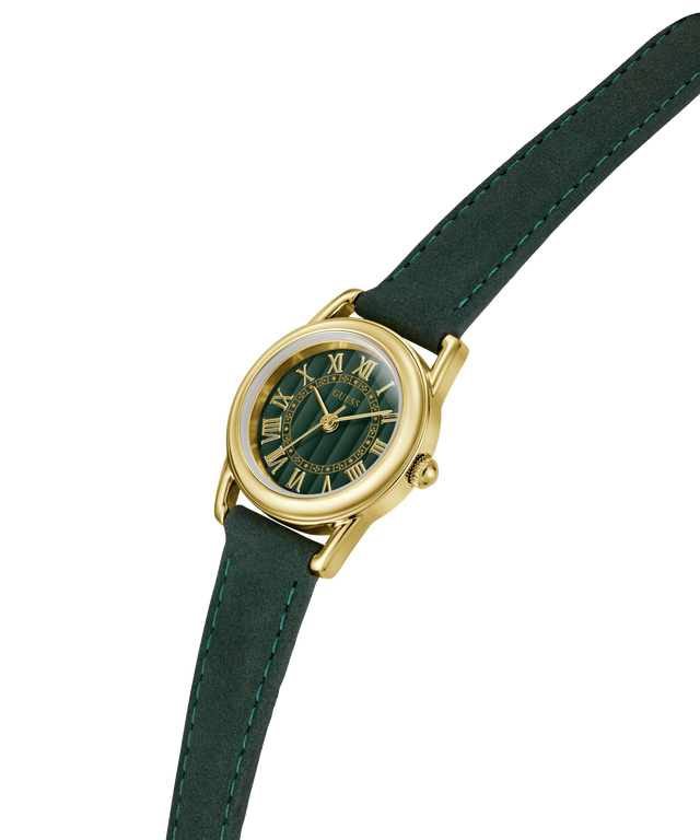 GUESS Archive Chris 95 Green Gold Tone Analog Watch lifestyle