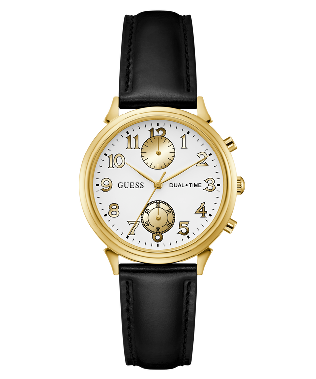 GUESS Archive Danny 90 Black Gold Tone Dual Time Watch