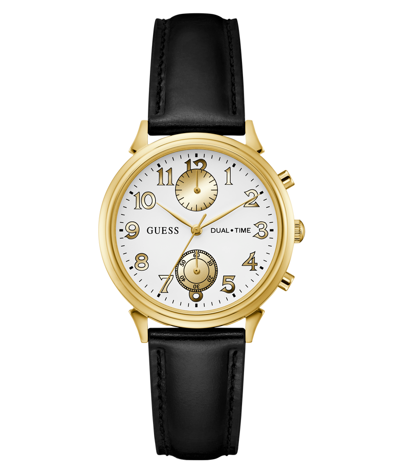 GUESS Archive Danny 90 Black Gold Tone Dual Time Watch