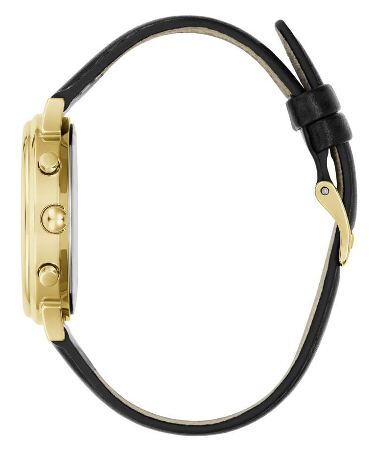 GUESS Archive Danny 90 Black Gold Tone Dual Time Watch side view