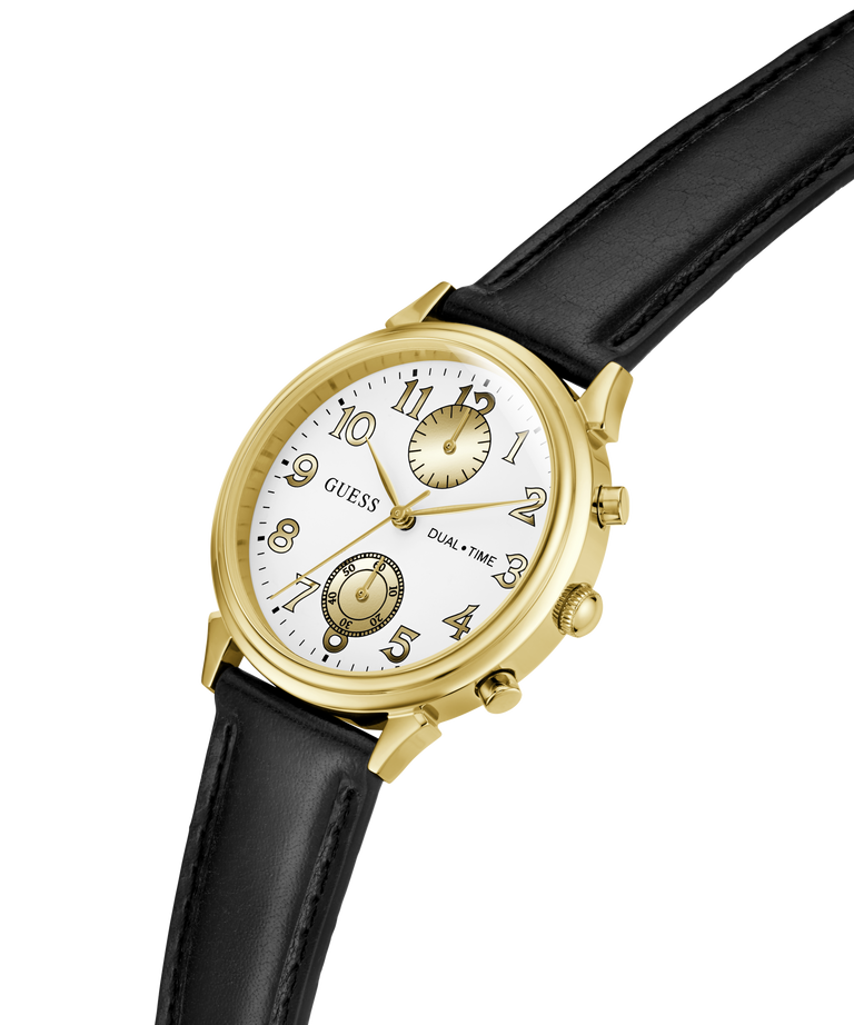 GUESS Archive Danny 90 Black Gold Tone Dual Time Watch lifestyle