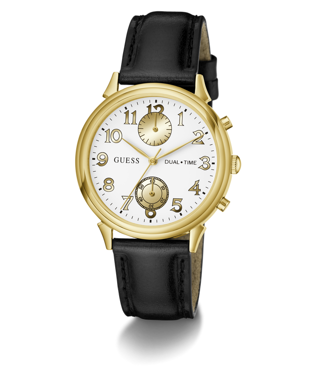 GUESS Archive Danny 90 Black Gold Tone Dual Time Watch