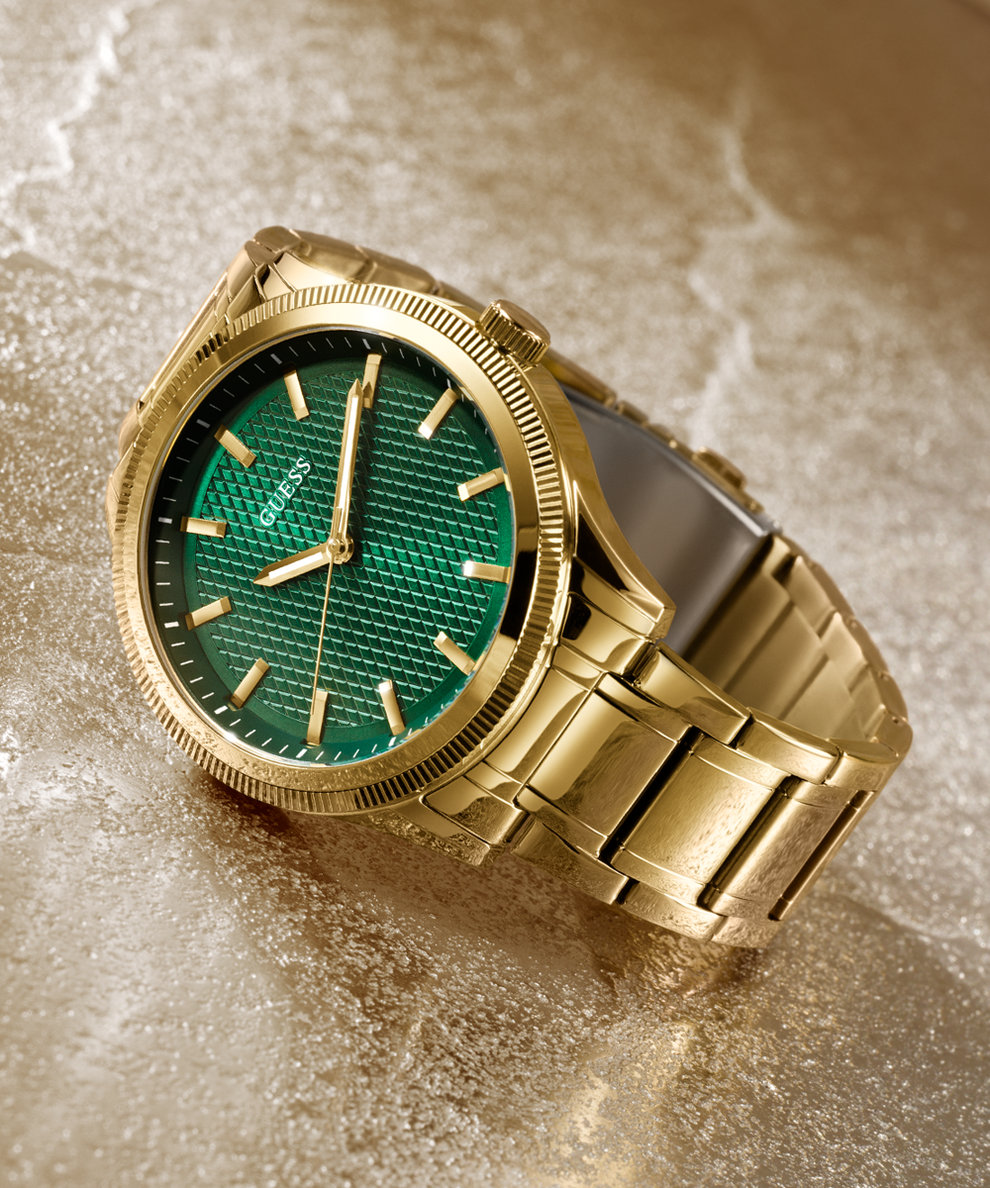 Mens gold watch green face clearance
