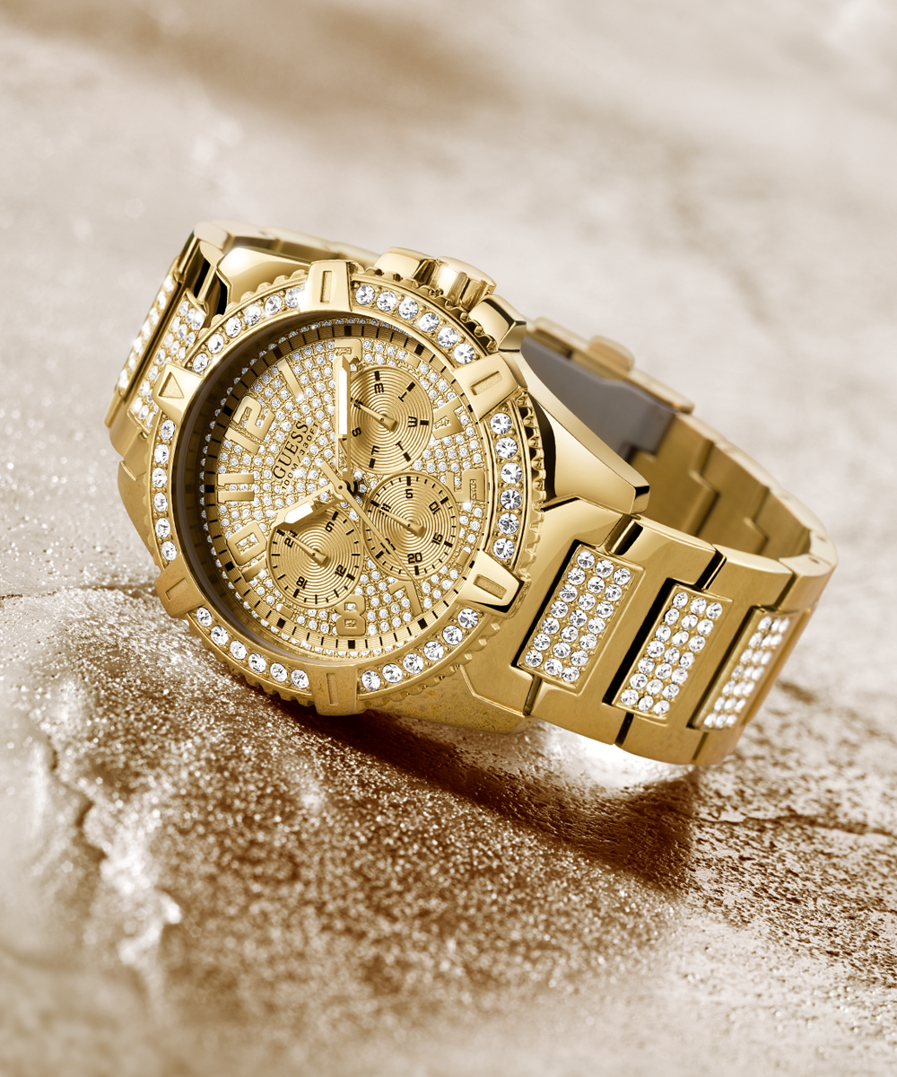 Gold-Tone Exposed Dial Multifunction Watch | GUESS