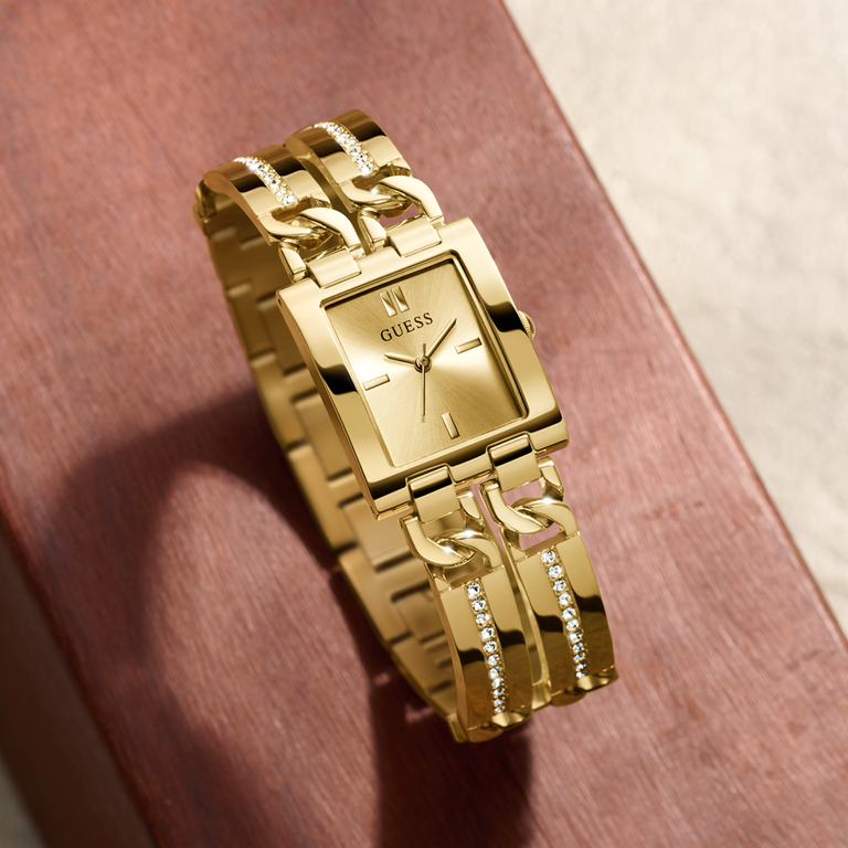 womens gold chain watch with square dial