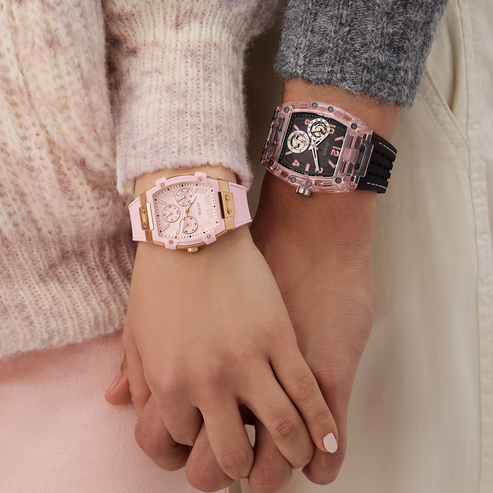 GUESS-ROSE GOLD-TONE BREAST CANCER AWARENESS WATCH Breast Health Awareness | GUESS Watches US main image 2