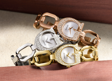 Guess Mini Surprise Analog Silver Dial Rose Gold Steel Strap Watch For Women - W0623L2