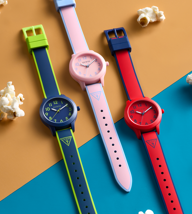 blue, pink and red kids watches