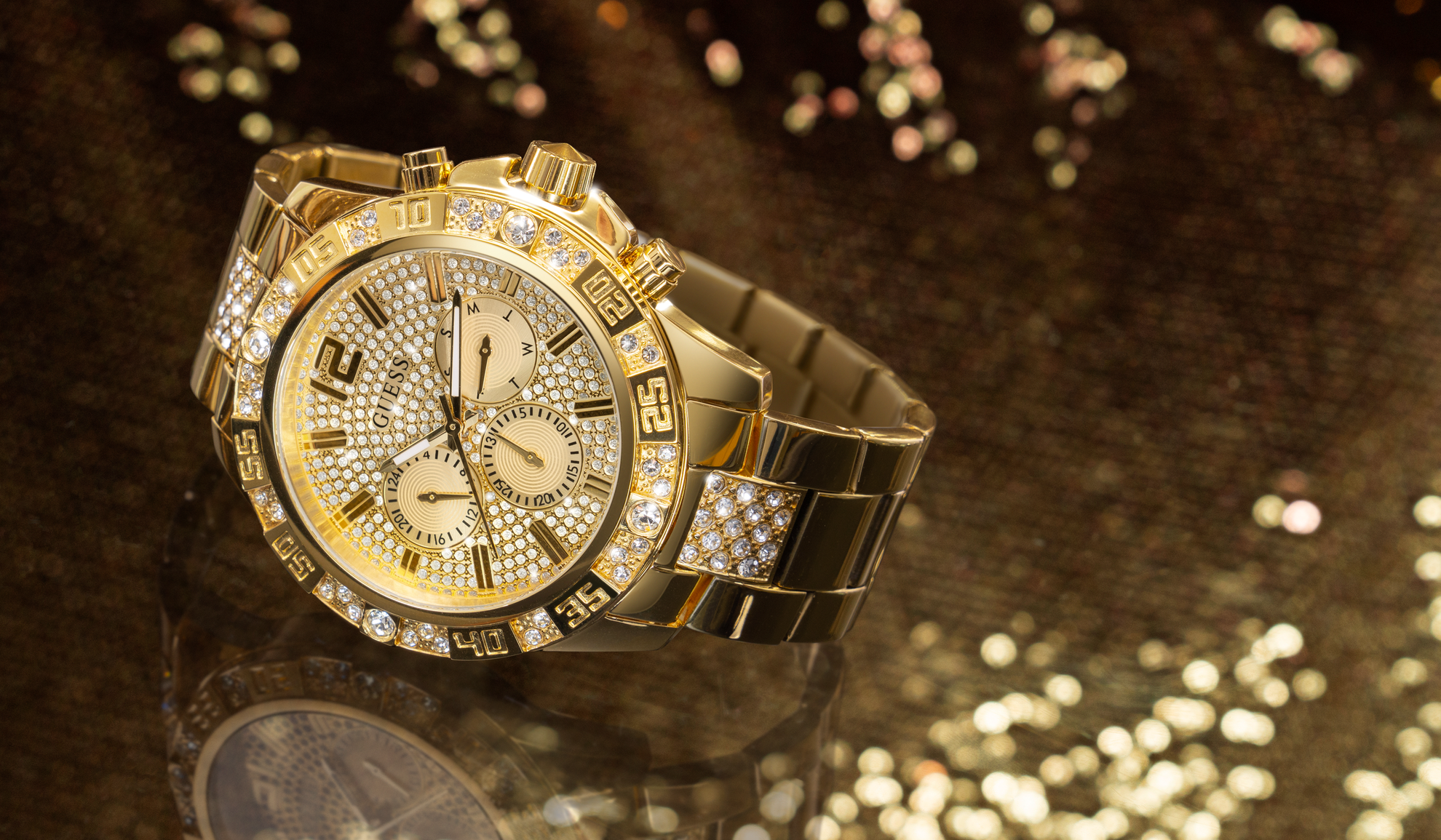 GUESS Mens Gold Tone Multi-function Watch GW0796G2 GUESS